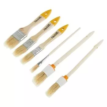 Набор кистей Sparta, 6 шт, плоские 3/4", 1", 1.5", круглые №1,№2, №4 ( 19, 25, 5 мм)