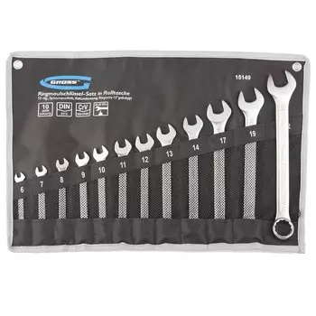 Набор ключей комбинированных 6-22 мм, 12 шт, Crv, холодный штамп