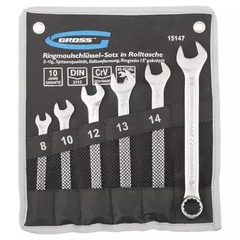 Набор ключей комбинированных 8-17 мм, 6 шт, Crv, холодный штамп