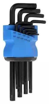 Набор ключей Tundra Black, Torx Tamper, удлиненные, Crv, Tt10 - Tt50, 9 шт.