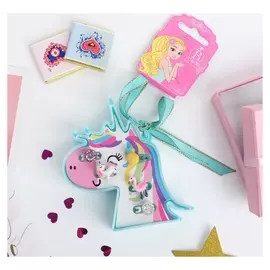 Набор колец детских Единорожка голубой 5 шт