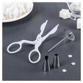 Набор кондитерский, 4 предмета: 2 насадки D=1,7 см, щипцы, гвоздь D=0,3/3,3 см