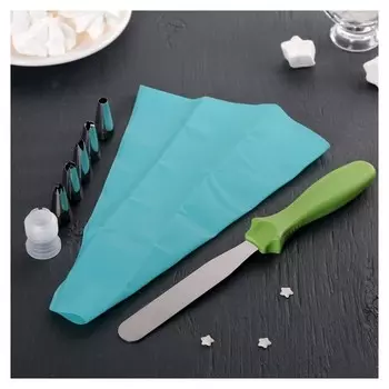 Набор кондитерский, 8 предметов: насадки 5 шт, адаптер, мешок, шпатель