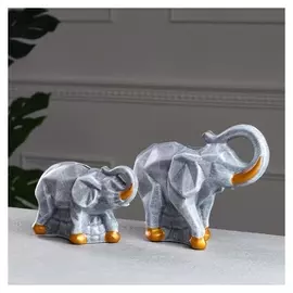 Набор копилок "Пара слонов", камень, серый