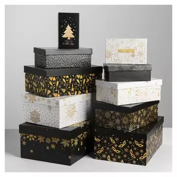 Набор коробок 10 в 1 «Золотой», 12 х 7 х 4‒32.5 × 20 × 12.5 см