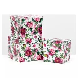 Набор коробок 3 в 1, "Цветы", 20.5 X 20.5 X 16.5 - 15.5 X 15.5 X 14.5 см