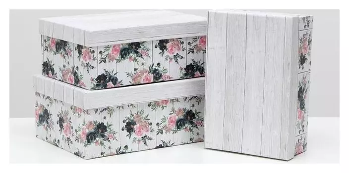 Набор коробок 3 в 1, "Цветы", 28 X 20 X 11.5 - 24 X 16 X 9 см