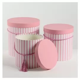 Набор коробок 3 в 1 "Полоски", розовый, 24 х 24 х 26 - 19 х 19 х 20 см