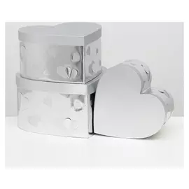 Набор коробок 3 в 1 "Сердца" серебристый, 29x16-23x12 см