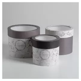 Набор коробок с Pvc-окном 3 в 1 «Мрамор», 14 х 14 х 13 - 18 х 18 х 15 см