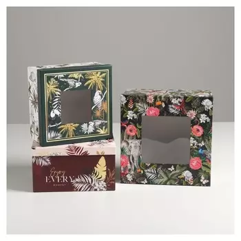 Набор коробок с PVC окном 3 в 1 «Тропики», 18 × 18 × 10‒22 × 22 × 12 см