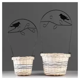 Набор корзин плетеных, ива, 2 шт, 29х29х19х57, 22x22x16x50 см, натуральный