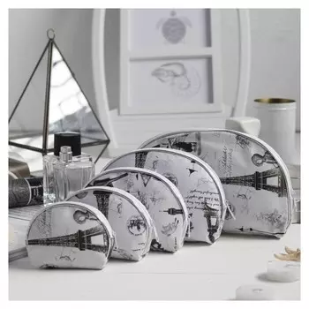 Набор косметичек 5 в 1, отдел на молнии, цвет серый