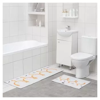 Набор ковриков для ванны и туалета доляна «Хвостик», 2 шт: 45×120 см, 40×60 см