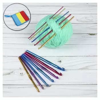Набор крючков для вязания, D = 2-8 мм, 14,5 см, 12 шт