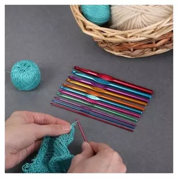 Набор крючков для вязания, D = 2-8 мм, 14,5 см, 12 шт