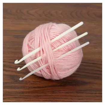 Набор крючков для вязания, D = 4/5/6 мм, 14 см, 3 шт, цвет белый