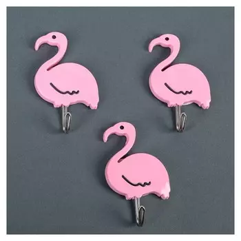 Набор крючков Фламинго на липучке 3 шт