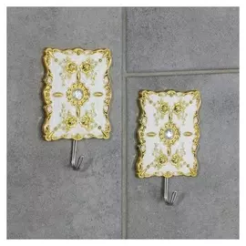 Набор крючков на липучке «Антик», 2 шт, цвет молочно-золотой