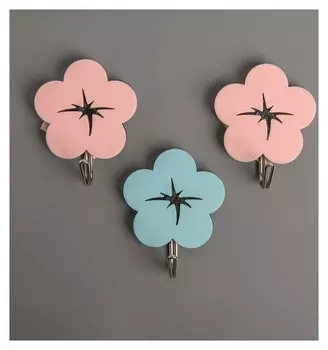 Набор крючков на липучке «Цветик», 3 шт