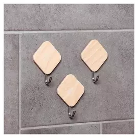 Набор крючков на липучке «Деревянные ромбы», 3 шт, цвет светлое дерево