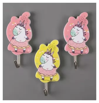 Набор крючков на липучке «Единороги», 3 шт