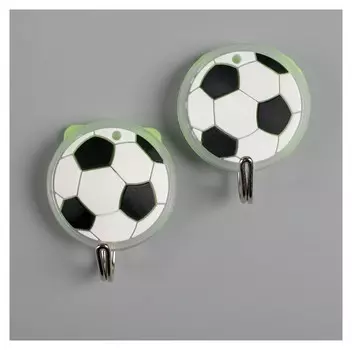 Набор крючков на липучке «Футбольный мяч», 2 шт