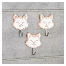 Набор крючков на липучке «Кошки», 3 шт, рисунок