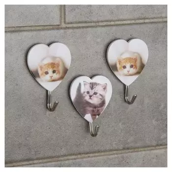Набор крючков на липучке «Котята», 3 шт, рисунок и форма