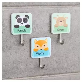 Набор крючков на липучке «Лесные жители», 3 шт, рисунок