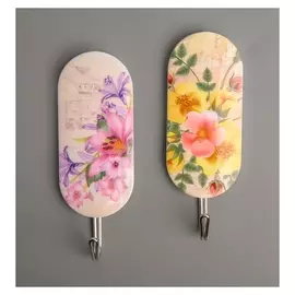 Набор крючков на липучке «Полевые цветы», 2 шт