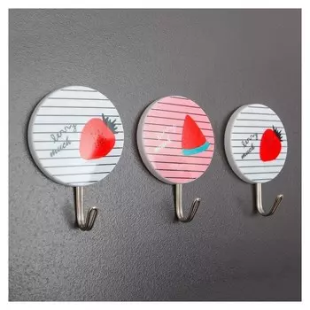 Набор крючков на липучке «Полосатые фрукты», 3 шт