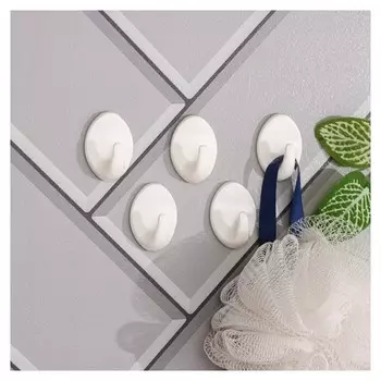 Набор крючков на липучке «Рон», 5 шт, цвет белый