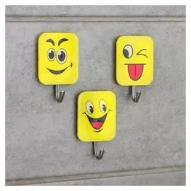 Набор крючков на липучке «Смайлики», 3 шт