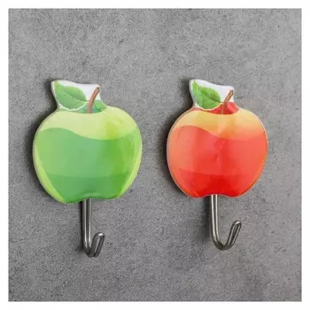 Набор крючков на липучке «Яблоки», 2 шт