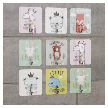 Набор крючков на липучке «Зверята», 9 шт, рисунок