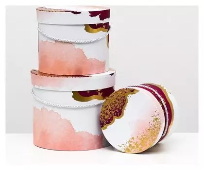 Набор круглых коробок 3 в 1 "Абстракция", 23 X 19.5 - 17 X 14 см