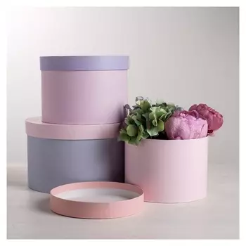 Набор круглых коробок 3 в 1 «От всего сердца», 18 × 18 × 13 см, 20 × 20 × 14.5 см, 25 × 25 × 46445