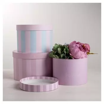 Набор круглых коробок 3 в 1 «Полоски», 18 × 18 × 13 см, 20 × 20 × 14.5 см, 25 × 25 ×15 см