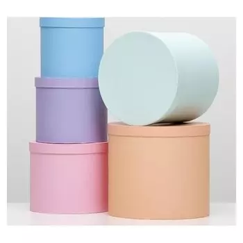 Набор круглых коробок 5 в 1 "Цветные искры", 14 × 13 см - 22 × 19,5 см