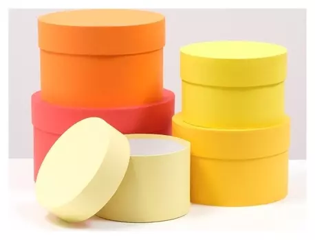 Набор круглых коробок 5 в 1" красный", 23 х 23 х 14 - 15 х 15 х 10 см