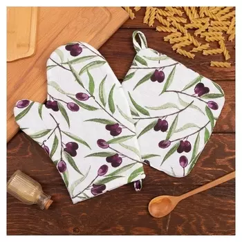 Набор кух. доляна Olives: варежка 20х27 см, прихватка 19х19 см, 100% хл