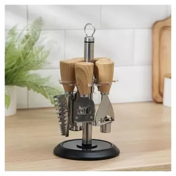 Набор кухонных инструментов «Древо», 5 предметов, на подставке