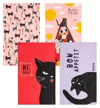 Набор кухонных полотенец доляна Hello Spring 35х60см-4шт, 100% хл