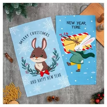 Набор кухонных полотенец доляна Merry Christmas 35х60 см - 2 шт, 100% хл