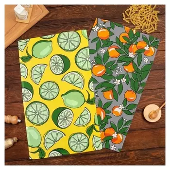 Набор кухонных полотенец доляна сitrus, 35х60см-2шт, 100% хл