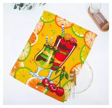 Набор кухонных полотенец в пакете 45*60 см-3 шт, коктейль 160 гр/м хл