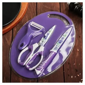 Набор кухонный, 3 предмета, цвет фиолетовый