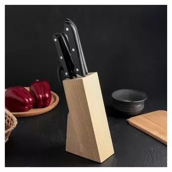 Набор кухонный, 6 предметов: ножи 5 шт 20/19/13/11/8 см, ножницы, на подставке