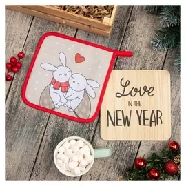 Набор кухонный доляна Happy Together: подставка, прихватка